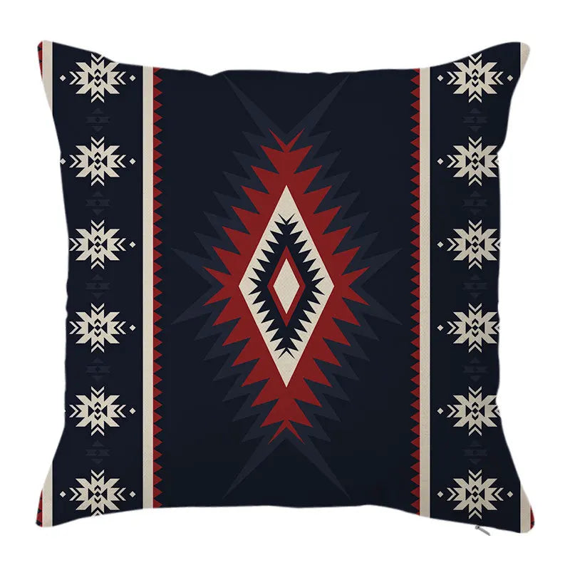 Colorful Geometric Linen Pillowcase