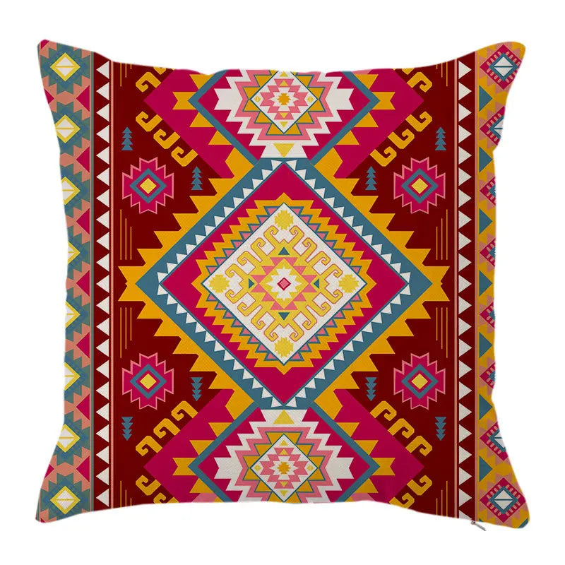 Colorful Geometric Linen Pillowcase