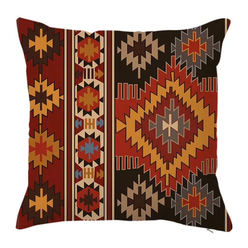 Colorful Geometric Linen Pillowcase