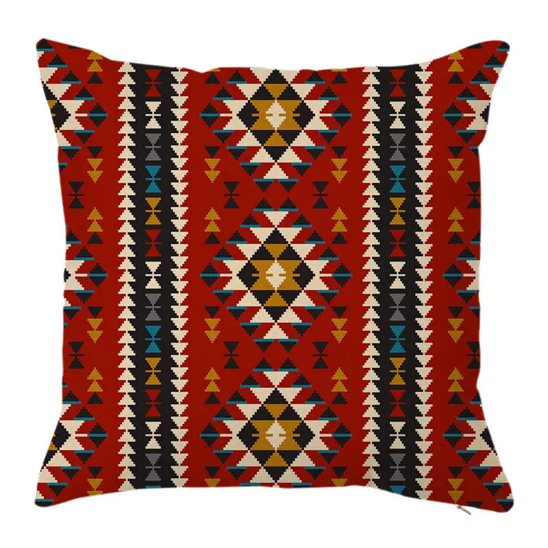 Colorful Geometric Linen Pillowcase