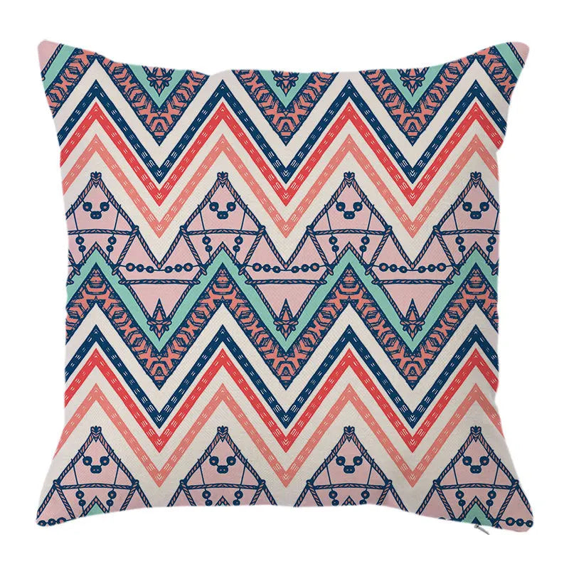 Colorful Geometric Linen Pillowcase