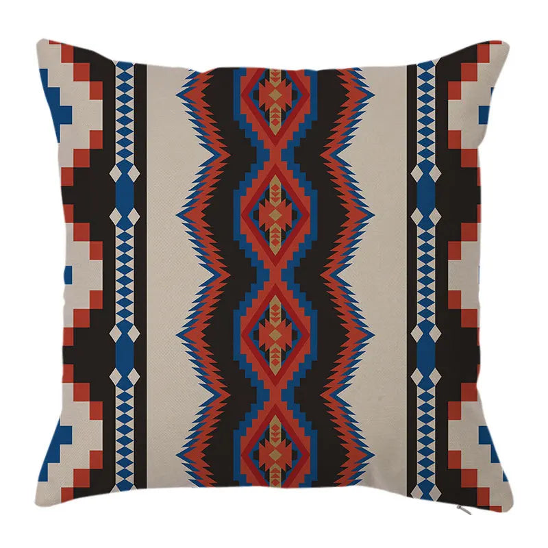 Colorful Geometric Linen Pillowcase