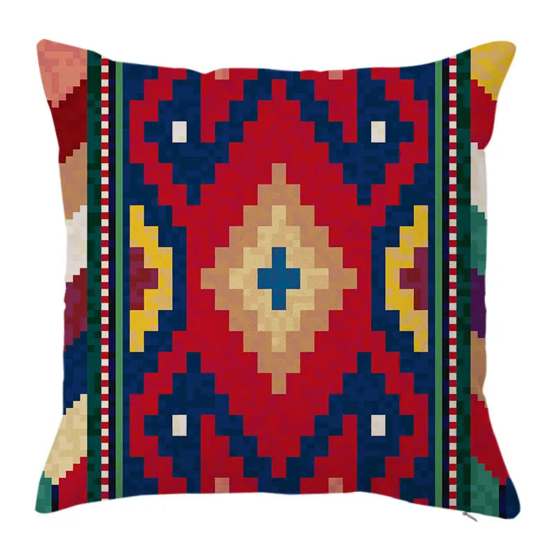 Colorful Geometric Linen Pillowcase